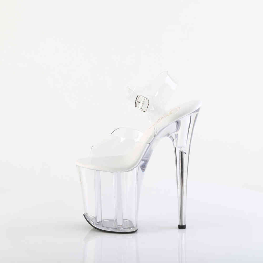 Pleaser - FLAMINGO808VL Sandale à bride à la cheville, Pole dance chaussures - Transparent Product image
